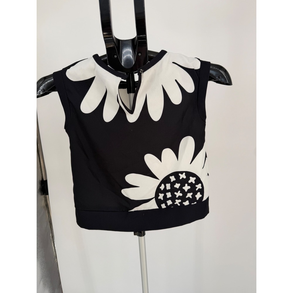 Victoria Beckham Target Shell Top Women M Black White Daisy Good Cropped Floral - Picture 4 of 8